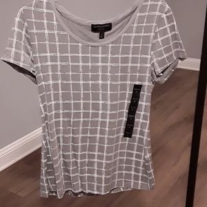 NWOT Banana Republic Small Gray/ White Plaid T